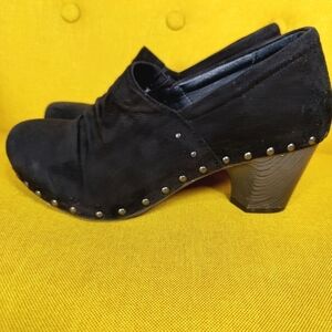 Dansko Nori Suede Studded Black Clog Block Heel Slip On Women's Shoes Size 7.5-8